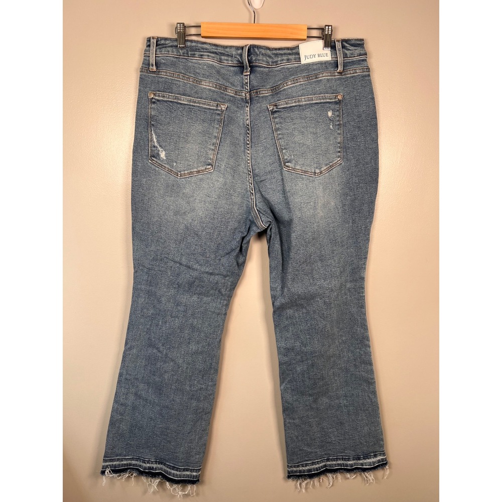 Judy Blue Bootcut Jeans 20W Blue Distressed Denim Plus Hem Detail Boho - Picture 5 of 8